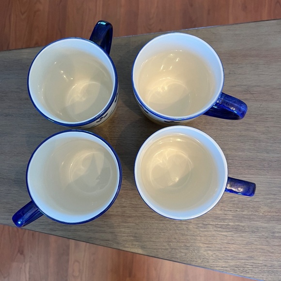 Set of Four (4) Color Strokes Blue Leaves Mugs; Home Collection - Picture 2 of 10